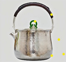 Fine pure silver artisan teapot £4008 Order number 408 (This teapot is placed in the hands of Jesus Christ to administer to the wounds inflicted on his father. Signed: FrancesJHenry)