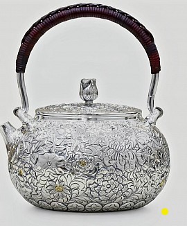 Hand carved fine sterling silver teapot £2800 order number 588