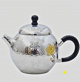 Fine sterling hammered silver teapot with embellishments £1008 order number 558