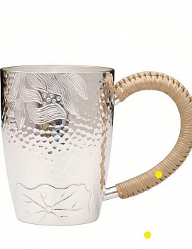 Sterling silver mug with woven rattan handle £1800 order number 880