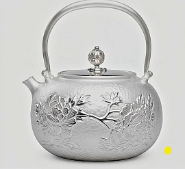 Sterling silver teapot with exquisite carvinga & arched handle £4008 order number 508
