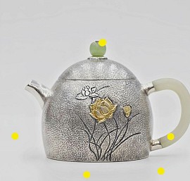 Sterling silver teapot with jade handle £1500 order number 508