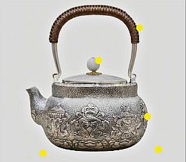 Exquisite sterling silver teapot with intricate relief £4500 order number 588